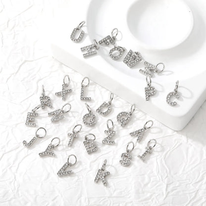 Silver Initial Letter Charms with Cubic Zirconia | Hypoallergenic Stainless Steel | Wholesale Bulk Order