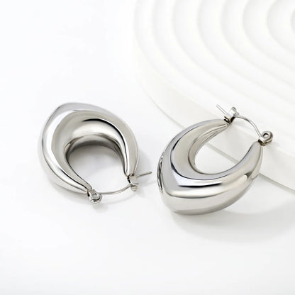 Chunky Teardrop Hoop Earrings | 18K Silver Plated Stainless Steel | Wholesale Bulk Order MOQ 12