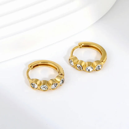 CZ Bezel-Set Huggie Hoop Earrings | Gold/Silver Options | Wholesale Bulk Order MOQ 12