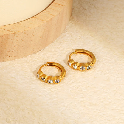 CZ Bezel-Set Huggie Hoop Earrings | Gold/Silver Options | Wholesale Bulk Order MOQ 12