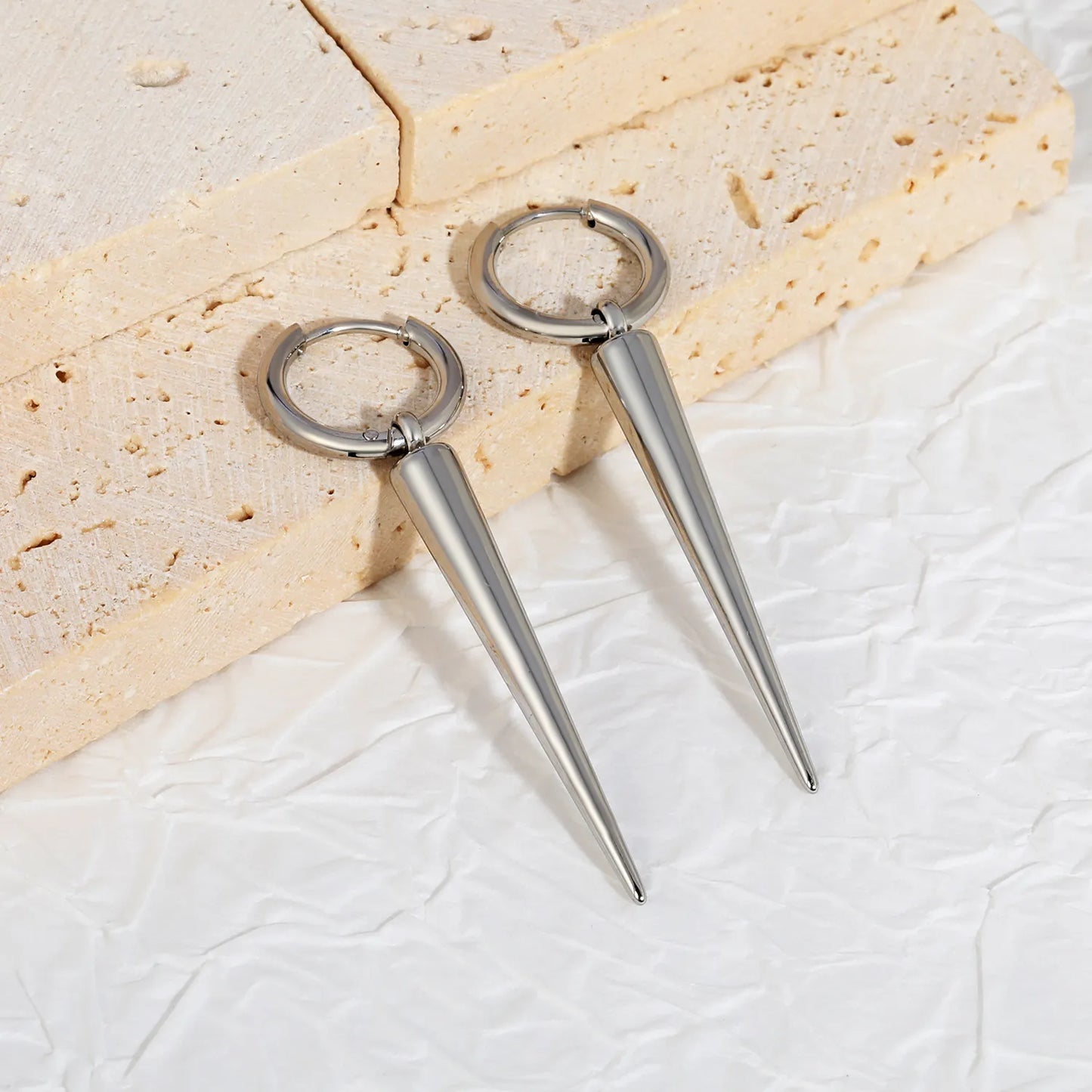 Spike Charm Hoop Earrings | Gold/Silver | Hypoallergenic Stainless Steel | Wholesale Bulk Order MOQ 12