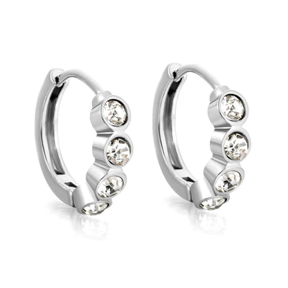 CZ Bezel-Set Huggie Hoop Earrings | Gold/Silver Options | Wholesale Bulk Order MOQ 12