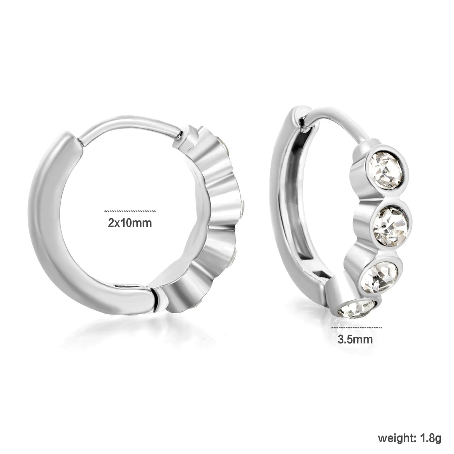 CZ Bezel-Set Huggie Hoop Earrings | Gold/Silver Options | Wholesale Bulk Order MOQ 12