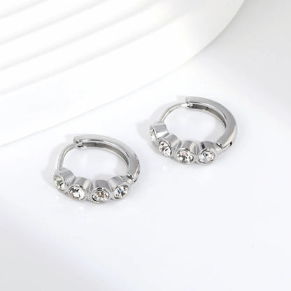 CZ Bezel-Set Huggie Hoop Earrings | Gold/Silver Options | Wholesale Bulk Order MOQ 12