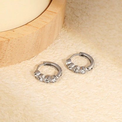 CZ Bezel-Set Huggie Hoop Earrings | Gold/Silver Options | Wholesale Bulk Order MOQ 12