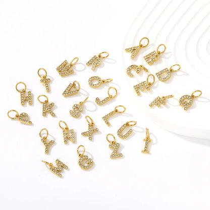 Wholesale 18K Gold Plated Initial Letter Charms with Rhinestones | Hypoallergenic Stainless Steel Jewelry Components