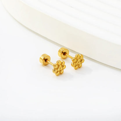 Beaded Cluster Screw-Back Stud Earrings | 18K Gold Plated Stainless Steel | Wholesale Bulk Order MOQ 12