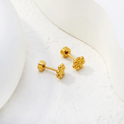 Beaded Cluster Screw-Back Stud Earrings | 18K Gold Plated Stainless Steel | Wholesale Bulk Order MOQ 12