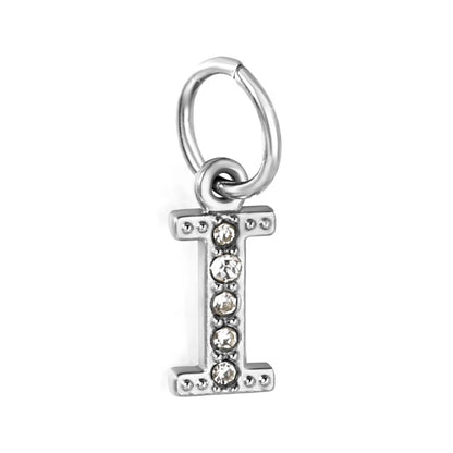 Silver Initial Letter Charms with Cubic Zirconia | Hypoallergenic Stainless Steel | Wholesale Bulk Order