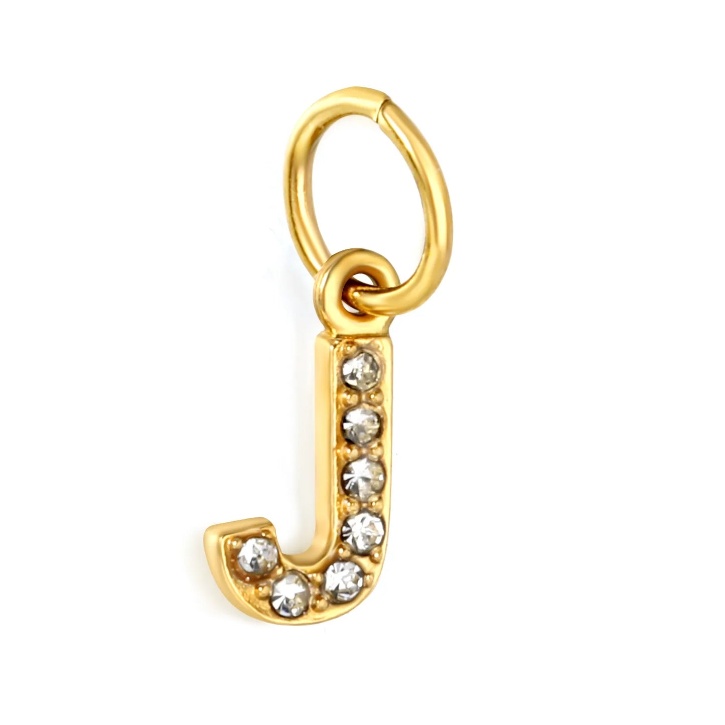 Wholesale 18K Gold Plated Initial Letter Charms with Rhinestones | Hypoallergenic Stainless Steel Jewelry Components