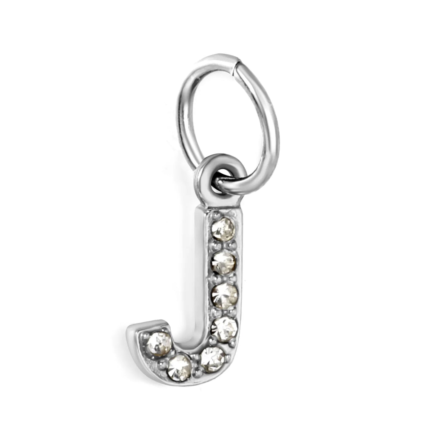 Silver Initial Letter Charms with Cubic Zirconia | Hypoallergenic Stainless Steel | Wholesale Bulk Order