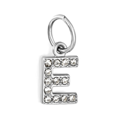 Silver Initial Letter Charms with Cubic Zirconia | Hypoallergenic Stainless Steel | Wholesale Bulk Order