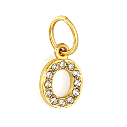 Wholesale 18K Gold Plated Initial Letter Charms with Rhinestones | Hypoallergenic Stainless Steel Jewelry Components