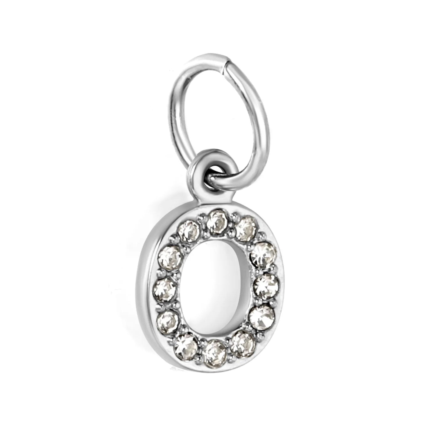Silver Initial Letter Charms with Cubic Zirconia | Hypoallergenic Stainless Steel | Wholesale Bulk Order