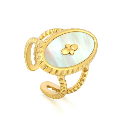 Mother of Pearl Double Band Open Ring | 2 Styles Options | Size 7 | Wholesale Bulk Order MOQ 12
