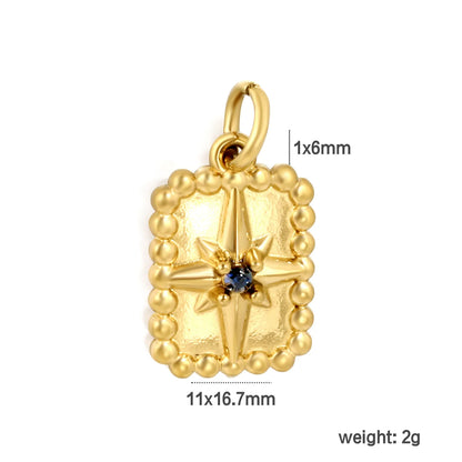 North Star Beaded Tag Earring Charm Screw-Back Stud Attachment | 18K Gold Plated Stainless Steel | Wholesale Bulk Order MOQ 12