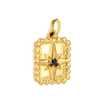North Star Beaded Tag Earring Charm Screw-Back Stud Attachment | 18K Gold Plated Stainless Steel | Wholesale Bulk Order MOQ 12