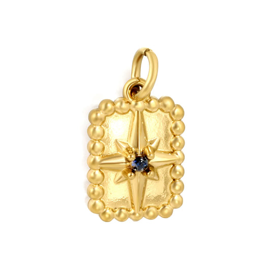 North Star Beaded Tag Earring Charm Screw-Back Stud Attachment | 18K Gold Plated Stainless Steel | Wholesale Bulk Order MOQ 12