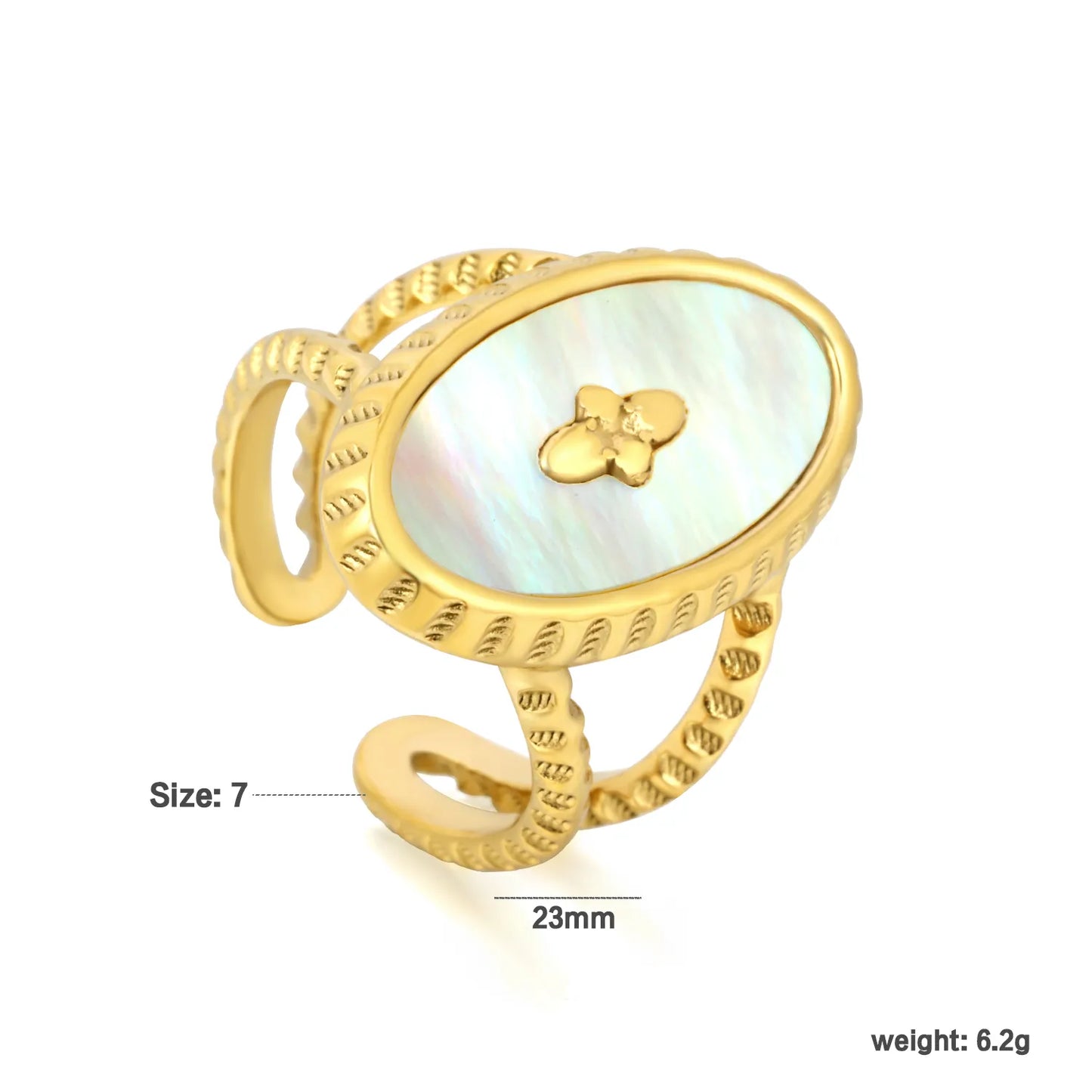 Mother of Pearl Double Band Open Ring | 2 Styles Options | Size 7 | Wholesale Bulk Order MOQ 12