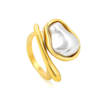 Baroque Pearl Wrap 18K Gold Plated Ring | Sizes 6/7/8 | Wholesale Bulk Order MOQ 12