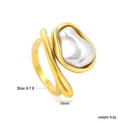 Baroque Pearl Wrap 18K Gold Plated Ring | Sizes 6/7/8 | Wholesale Bulk Order MOQ 12