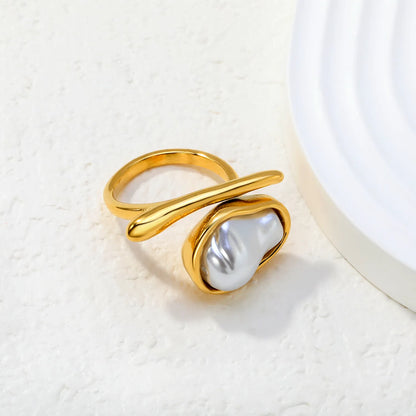 Baroque Pearl Wrap 18K Gold Plated Ring | Sizes 6/7/8 | Wholesale Bulk Order MOQ 12