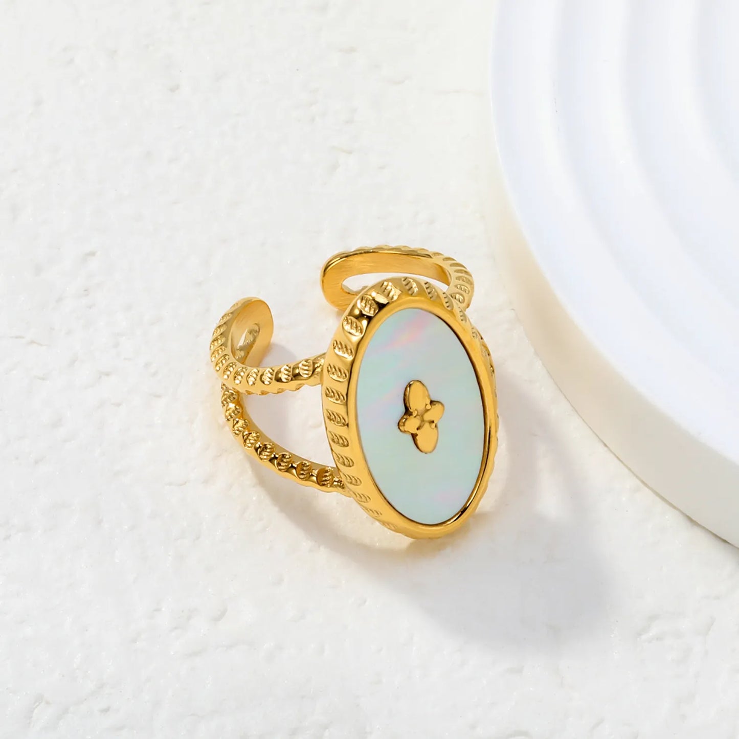 Mother of Pearl Double Band Open Ring | 2 Styles Options | Size 7 | Wholesale Bulk Order MOQ 12