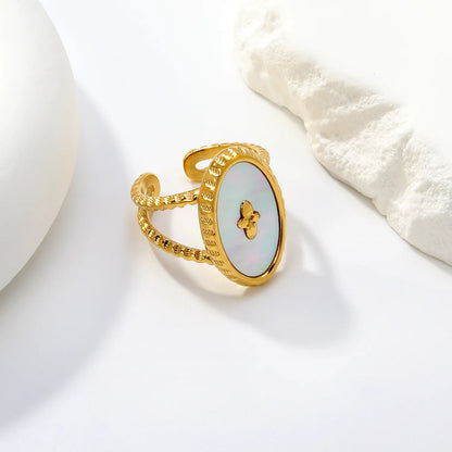 Mother of Pearl Double Band Open Ring | 2 Styles Options | Size 7 | Wholesale Bulk Order MOQ 12