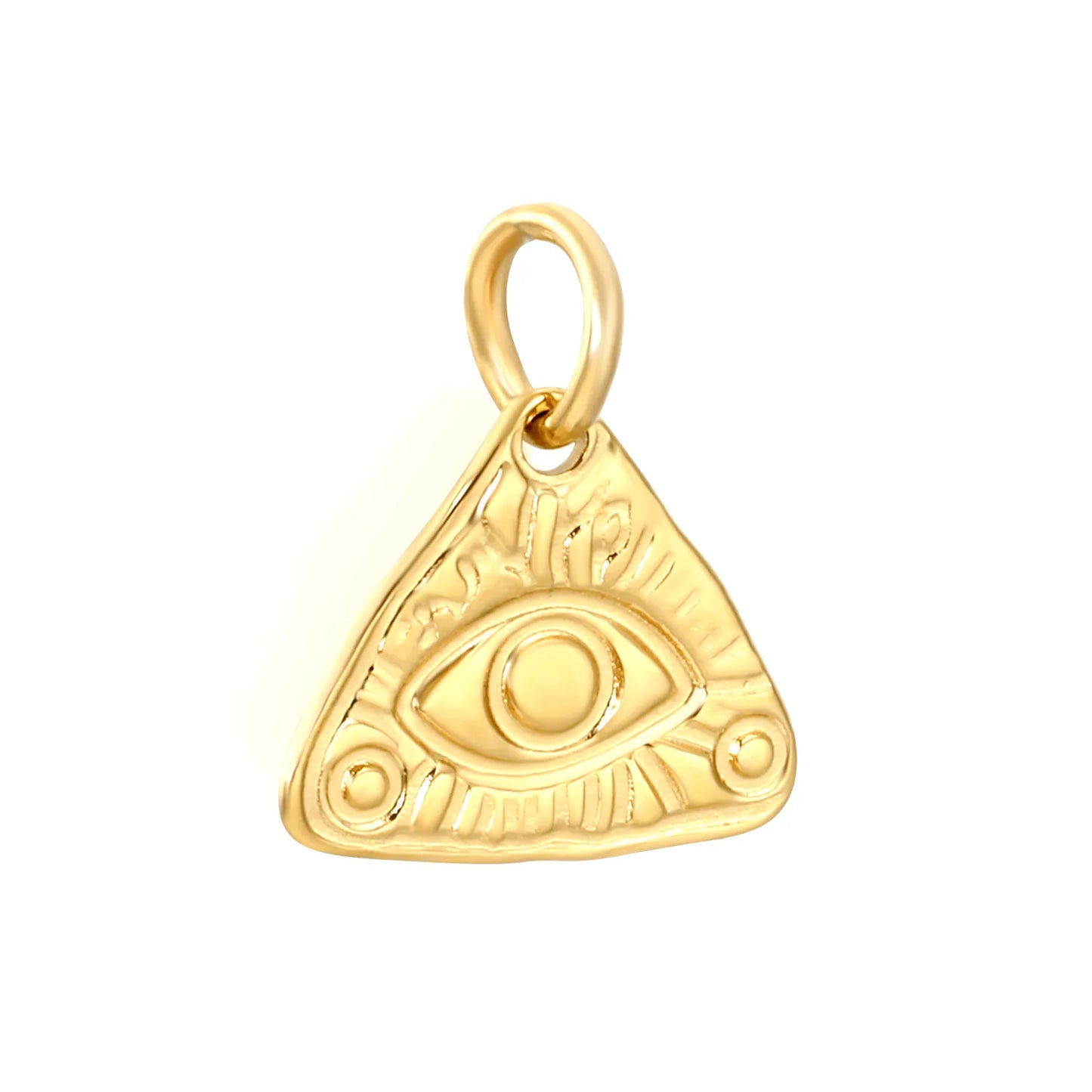 Evil Eye Triangle Earring Charm Screw-Back Stud Attachment | 18K Gold Plated Stainless Steel | Wholesale Bulk Order MOQ 12
