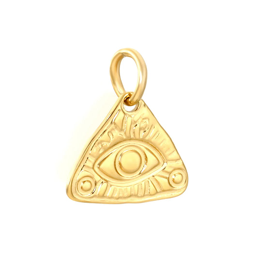 Evil Eye Triangle Earring Charm Screw-Back Stud Attachment | 18K Gold Plated Stainless Steel | Wholesale Bulk Order MOQ 12