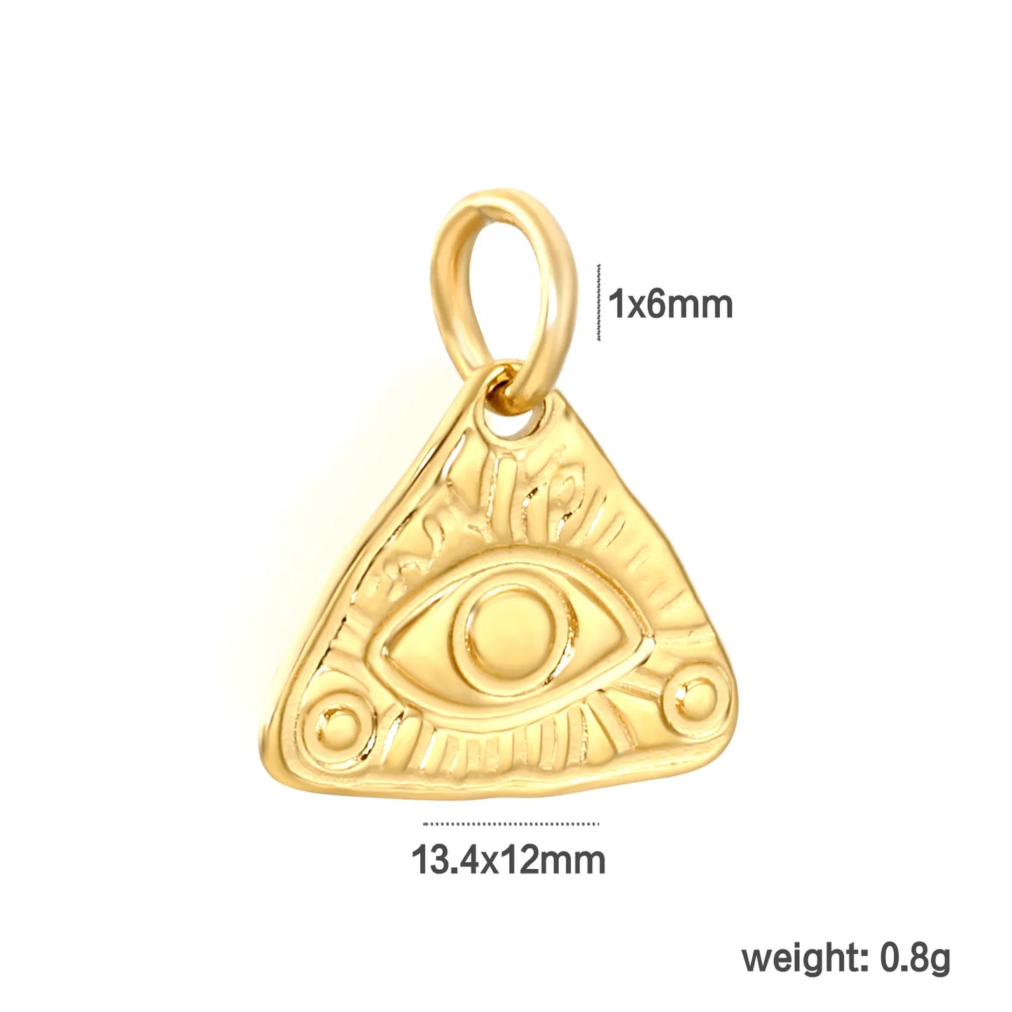 Evil Eye Triangle Earring Charm Screw-Back Stud Attachment | 18K Gold Plated Stainless Steel | Wholesale Bulk Order MOQ 12