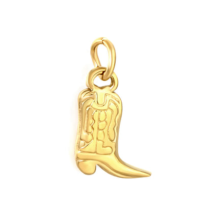 Cowboy Boot Earring Charm Screw-Back Stud Attachment | 18K Gold Plated Stainless Steel | Wholesale Bulk Order MOQ 12