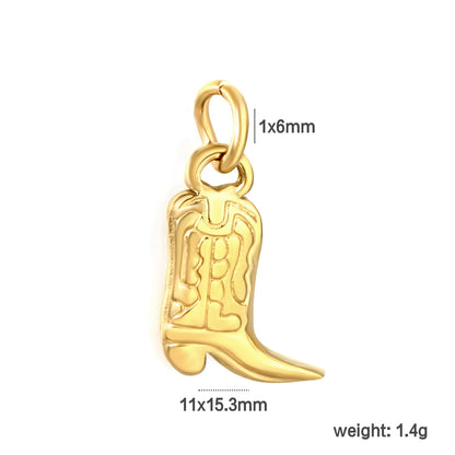 Cowboy Boot Earring Charm Screw-Back Stud Attachment | 18K Gold Plated Stainless Steel | Wholesale Bulk Order MOQ 12