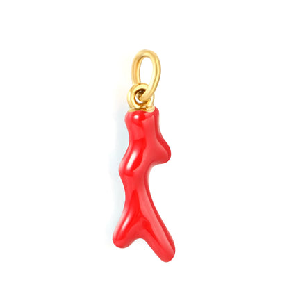 Coral Branch Enamel Earring Charm Screw-Back Stud Attachment | Red & Blue | Wholesale Bulk Order MOQ 12