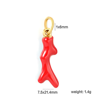 Coral Branch Enamel Earring Charm Screw-Back Stud Attachment | Red & Blue | Wholesale Bulk Order MOQ 12