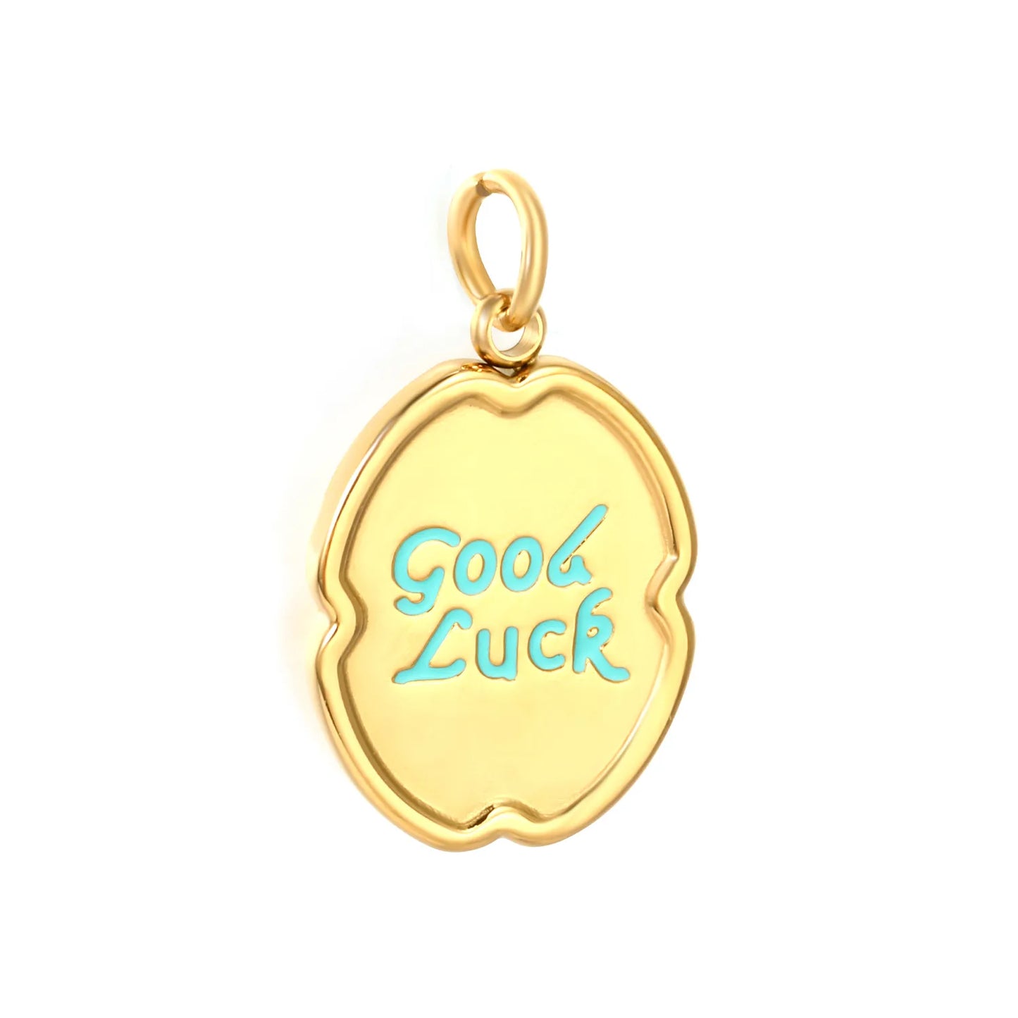 "Good Luck" Enamel Earring Charm Screw-Back Stud Attachment | 18K Gold Plated Stainless Steel | Wholesale Bulk Order MOQ 12