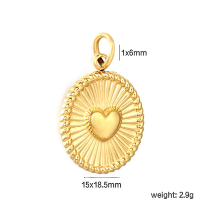 Vintage Heart Sunburst Earring Charm Screw-Back Stud Attachment | 18K Gold Plated Stainless Steel | Wholesale Bulk Order MOQ 12