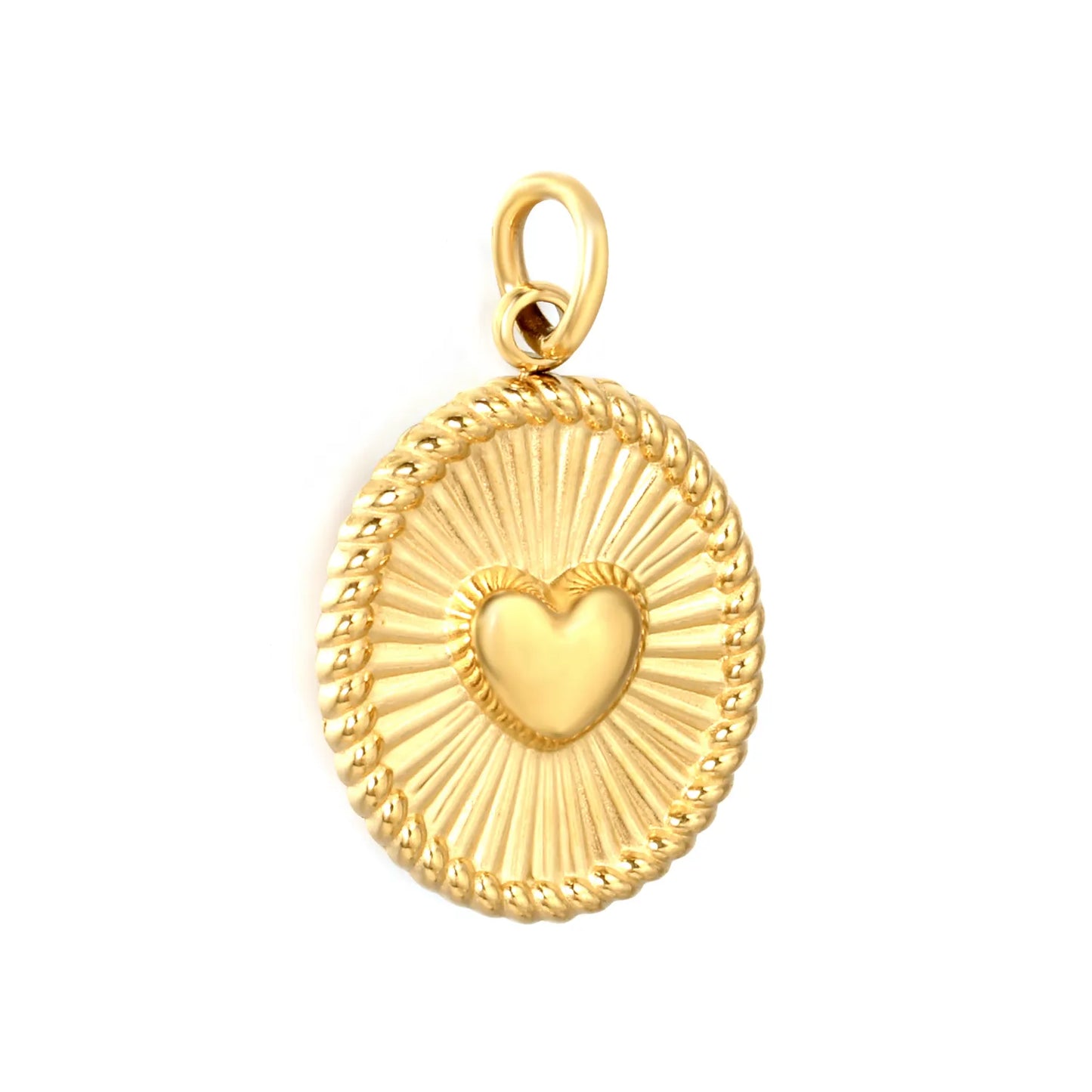 Vintage Heart Sunburst Earring Charm Screw-Back Stud Attachment | 18K Gold Plated Stainless Steel | Wholesale Bulk Order MOQ 12