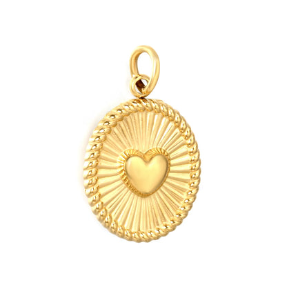 Vintage Heart Sunburst Earring Charm Screw-Back Stud Attachment | 18K Gold Plated Stainless Steel | Wholesale Bulk Order MOQ 12