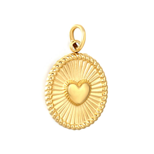 Vintage Heart Sunburst Earring Charm Screw-Back Stud Attachment | 18K Gold Plated Stainless Steel | Wholesale Bulk Order MOQ 12