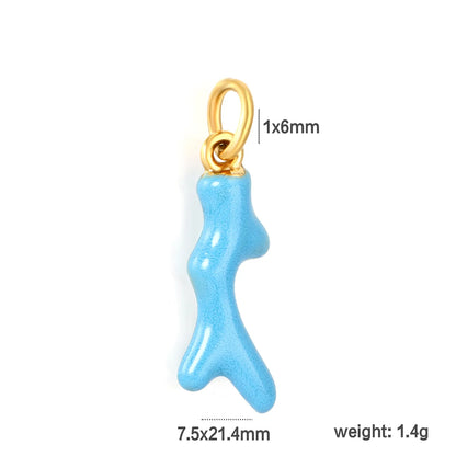 Coral Branch Enamel Earring Charm Screw-Back Stud Attachment | Red & Blue | Wholesale Bulk Order MOQ 12