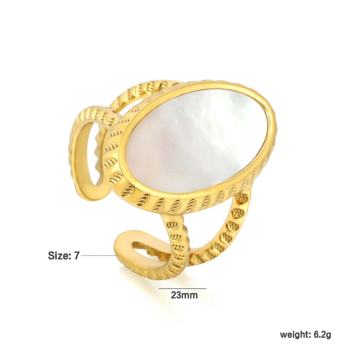 Mother of Pearl Double Band Open Ring | 2 Styles Options | Size 7 | Wholesale Bulk Order MOQ 12