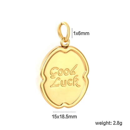 "Good Luck" Enamel Earring Charm Screw-Back Stud Attachment | 18K Gold Plated Stainless Steel | Wholesale Bulk Order MOQ 12