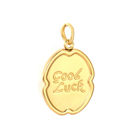 "Good Luck" Enamel Earring Charm Screw-Back Stud Attachment | 18K Gold Plated Stainless Steel | Wholesale Bulk Order MOQ 12