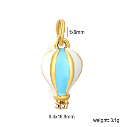 Sunburst Shell & Hot Air Balloon Enamel Earring Charms| 2 Styles | 18K Gold Plated Stainless Steel | Wholesale Bulk Order MOQ 12