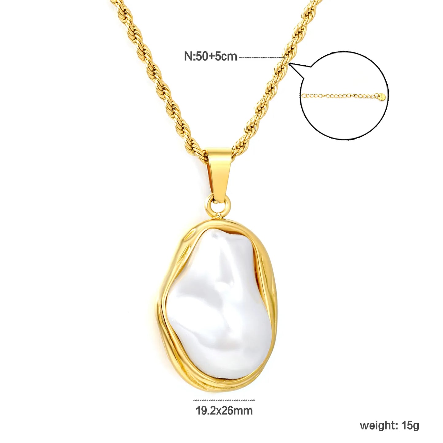 Wholesale Baroque Pearl Pendant Necklace|  Adjustable 50+5cm | Bulk Order MOQ 12