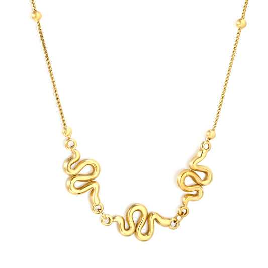 Adjustable Three-Piece Snake Pendant Necklace | 40+5cm Length | 18K Gold Plated | Bulk Order MOQ 12