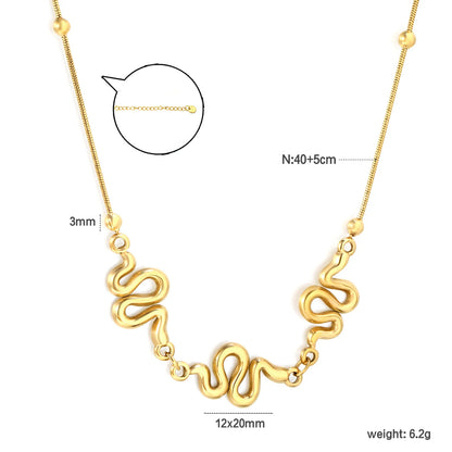 Adjustable Three-Piece Snake Pendant Necklace | 40+5cm Length | 18K Gold Plated | Bulk Order MOQ 12