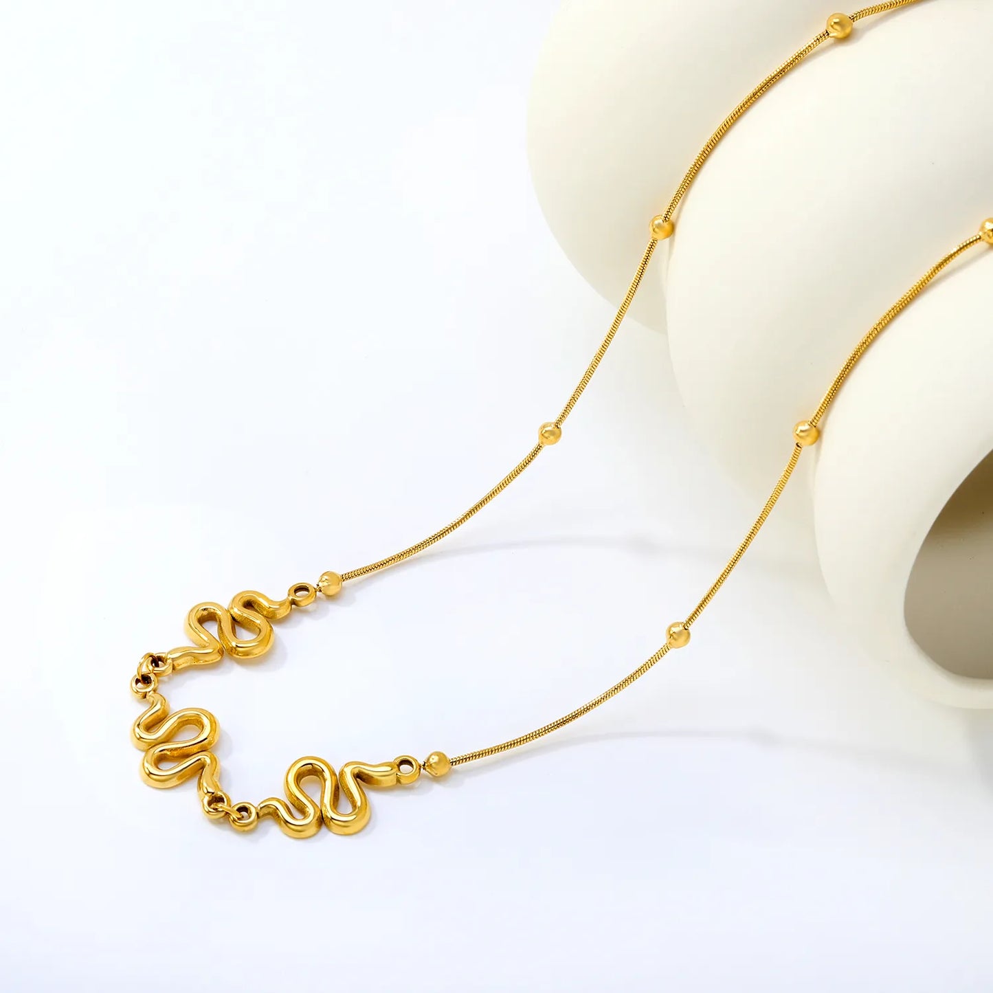 Adjustable Three-Piece Snake Pendant Necklace | 40+5cm Length | 18K Gold Plated | Bulk Order MOQ 12