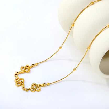 Adjustable Three-Piece Snake Pendant Necklace | 40+5cm Length | 18K Gold Plated | Bulk Order MOQ 12